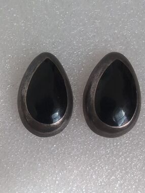 Teardrop Black Onyx Sterling Silver Earrings